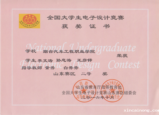 2016年全国大学生电子设计竞赛山东省赛区二等奖