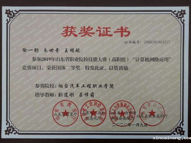 职业院校技能大赛计算机网络二等奖